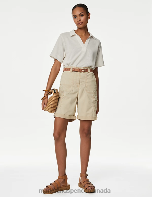 Marks and Spencer sale - Women Sand Clothing Marks & Spencer Lyocell Rich Cargo Tea Dyed Shorts 20VTD961