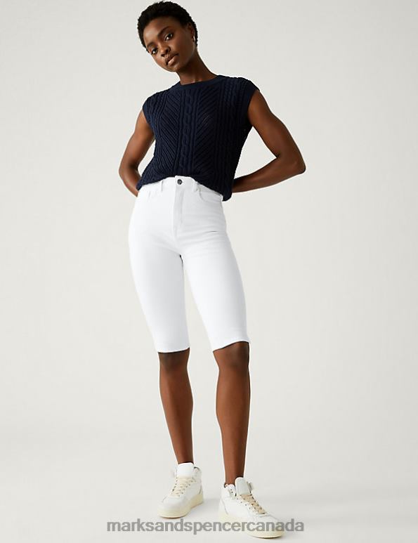 Marks and Spencer sale - Women Soft White Clothing Marks & Spencer Magic Shaping Denim Knee Length Shorts 20VTD2974