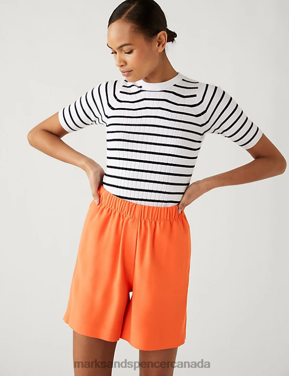 Marks and Spencer Canada - Women Tangerine Clothing Marks & Spencer High Waisted Shorts 20VTD2509