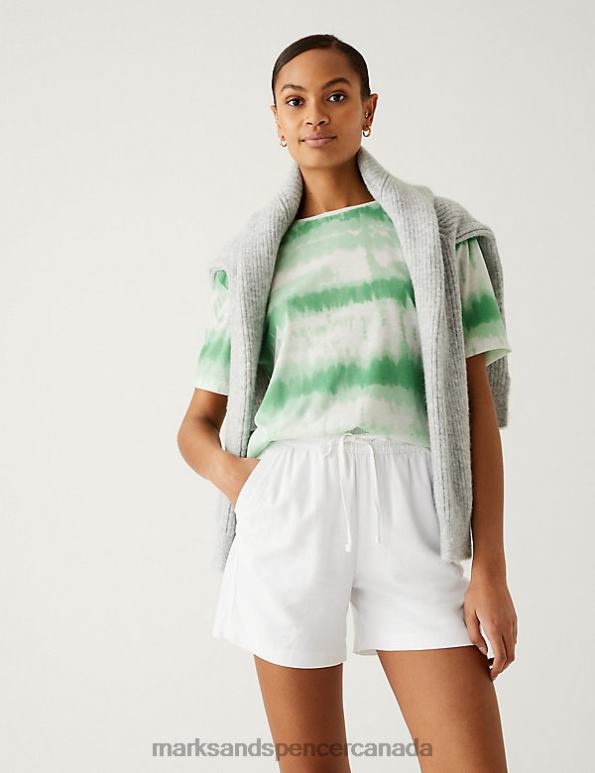 Women Winter White Clothing Marks & Spencer Linen Rich Shorts 20VTD3328 - Marks and Spencer online