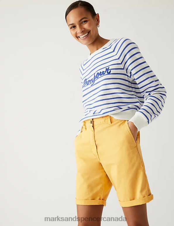 Marks and Spencer near me - Women Yellow Clothing Marks & Spencer Cotton Rich Tea Dyed Chino Shorts 20VTD2237