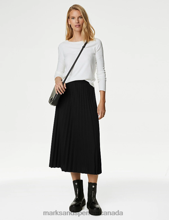 Marks and Spencer Canada - Women Black Clothing Marks & Spencer Jersey Pleated Midaxi Skirt 20VTD1733