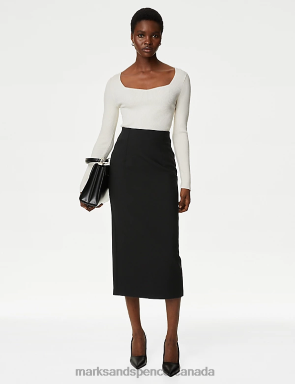 Women Black Clothing Marks & Spencer Midaxi Column Skirt 20VTD171 - Marks and Spencer online