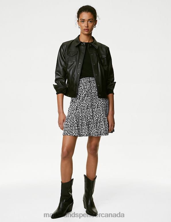 Marks and Spencer sale - Women Black Mix Clothing Marks & Spencer Jersey Printed Mini Tiered Skirt 20VTD1782