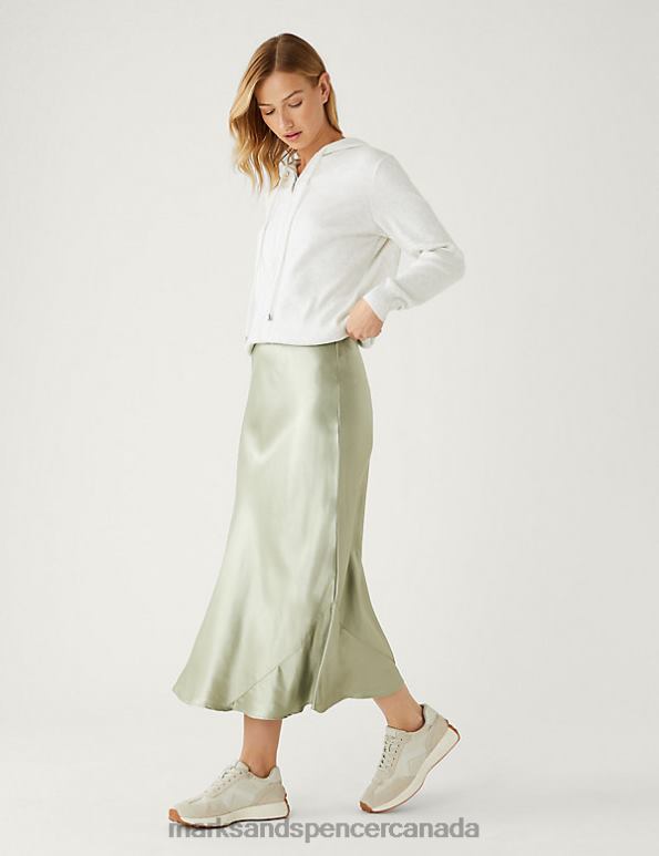 Marks and Spencer sale - Women Green Clothing Marks & Spencer Satin Midaxi Slip Skirt 20VTD845