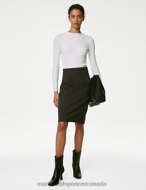 Marks and Spencer sale - Women Grey Marl Clothing Marks & Spencer Jersey Knee Length Pencil Skirt 20VTD1151