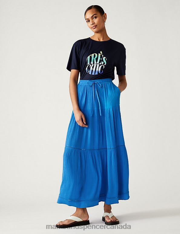 Marks and Spencer sale - Women Lagoon Clothing Marks & Spencer Textured Midaxi Tiered Skirt 20VTD1448