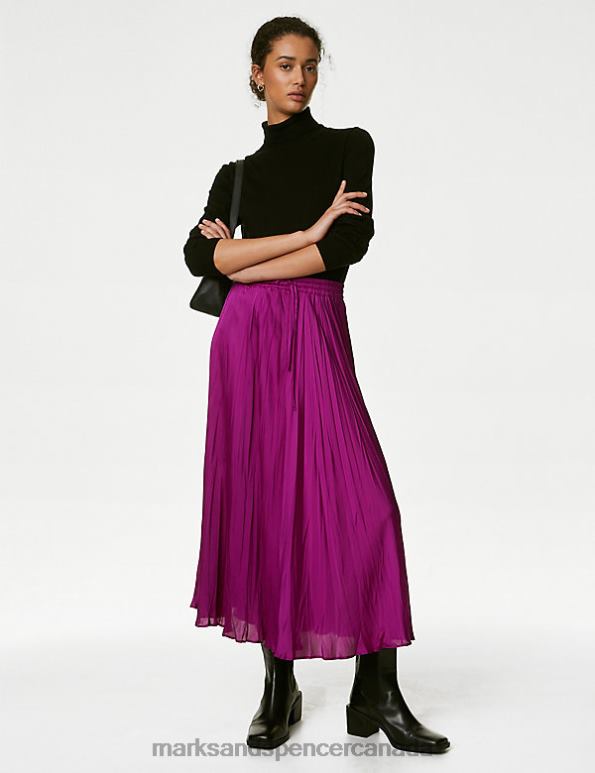 Marks and Spencer sale - Women Magenta Clothing Marks & Spencer Satin Midaxi A-Line Skirt 20VTD361