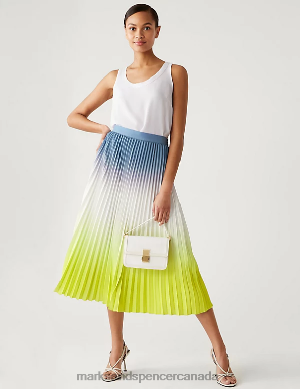 Women Multi Clothing Marks & Spencer Ombre Pleated Midaxi Skirt 20VTD1466 - Marks and Spencer Canada locations