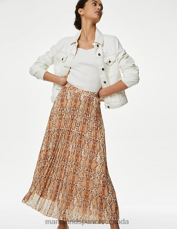 Marks and Spencer sale - Women Natural Mix Clothing Marks & Spencer Printed Pleated Midaxi Skirt 20VTD1354