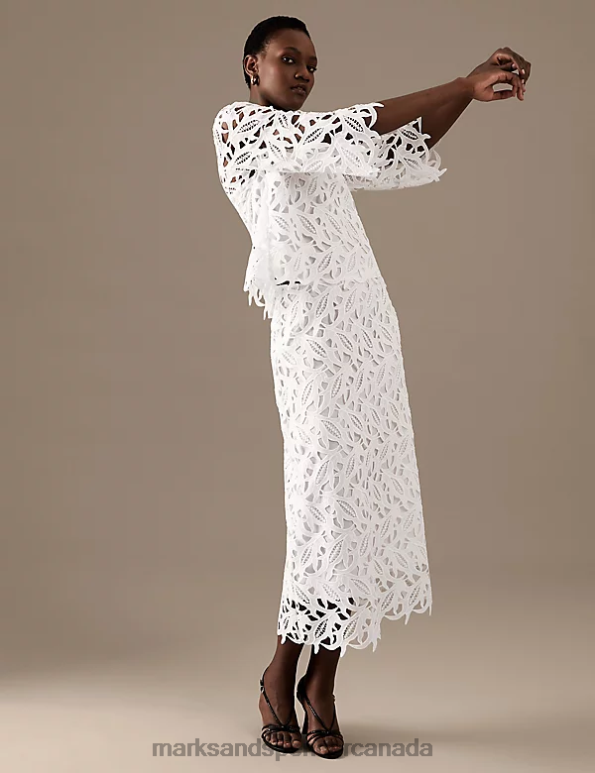 Marks and Spencer sale - Women Soft White Clothing Marks & Spencer Lace Midaxi A-Line Skirt 20VTD1933