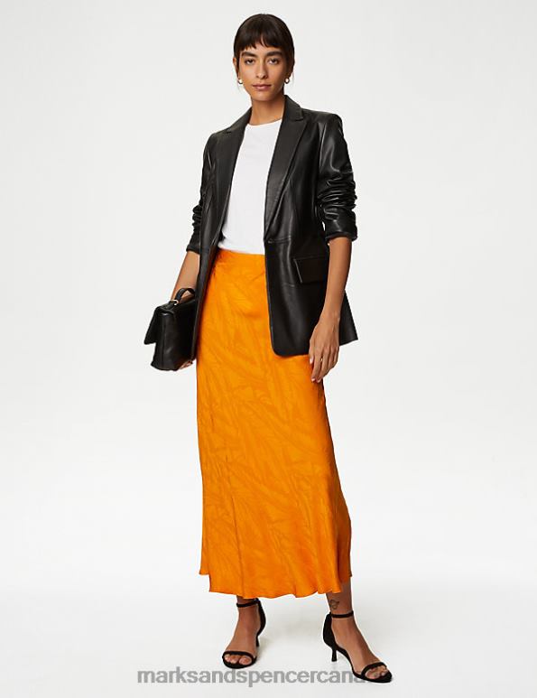 Marks and Spencer Canada - Women Tangerine Clothing Marks & Spencer Floral Jacquard Maxi Slip Skirt 20VTD1271