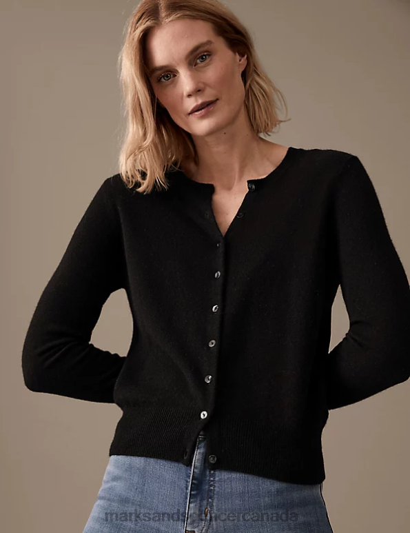 Marks and Spencer sale - Women Black Clothing Marks & Spencer Pure Cashmere Crew Neck Cardigan 20VTD2538