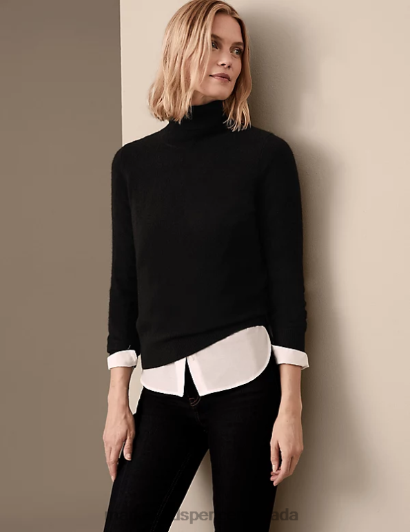 Marks and Spencer sale - Women Black Clothing Marks & Spencer Pure Cashmere Roll Neck Jumper 20VTD3114