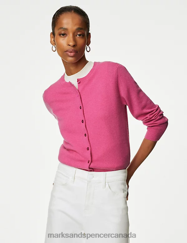 Marks and Spencer sale - Women Blossom Clothing Marks & Spencer Pure Cashmere Crew Neck Cardigan 20VTD2905