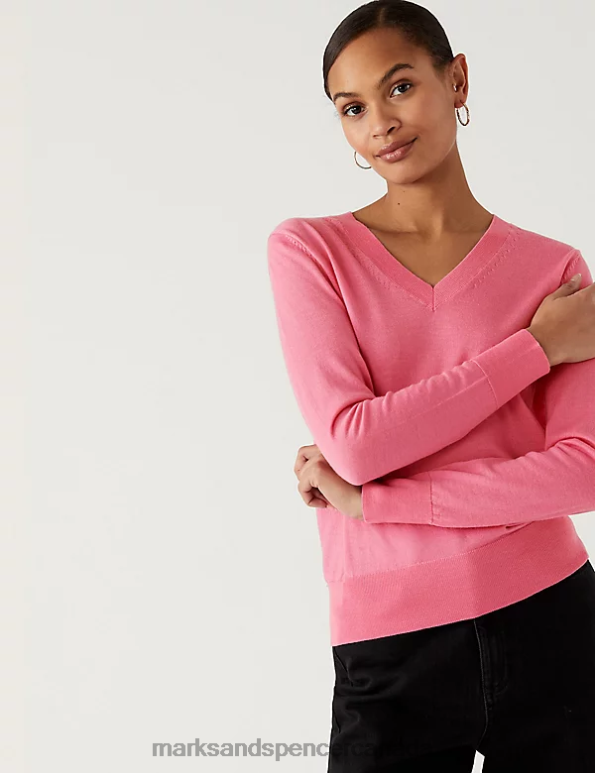 Marks and Spencer sale - Women Blossom Clothing Marks & Spencer Pure Merino Wool V-Neck Jumper 20VTD1923