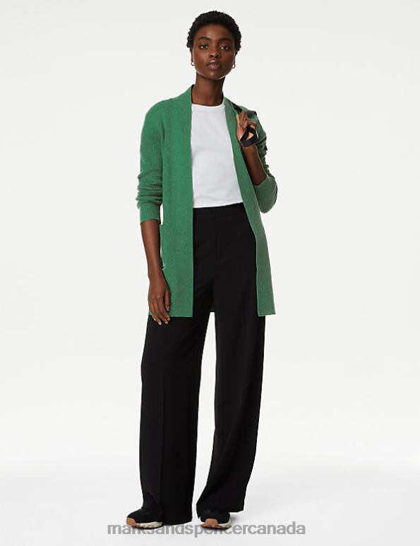 Marks and Spencer Canada - Women Green Clothing Marks & Spencer Soft Touch Ribbed Relaxed Longline Cardigan 20VTD116