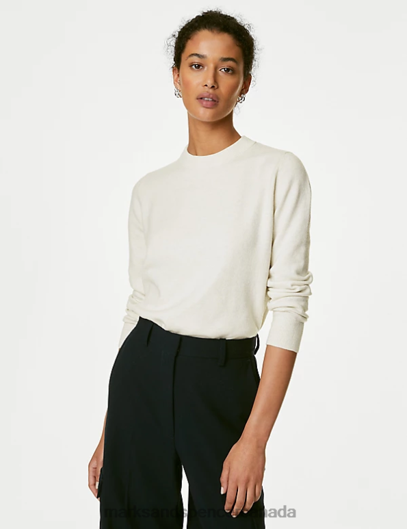 Marks and Spencer Canada - Women Light Natural Clothing Marks & Spencer Recycled Blend Crew Neck Jumper 20VTD498