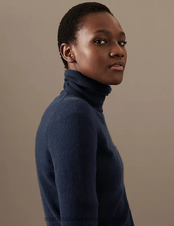 Marks and Spencer near me - Women Medium Navy Clothing Marks & Spencer Pure Cashmere Roll Neck Jumper 20VTD3424