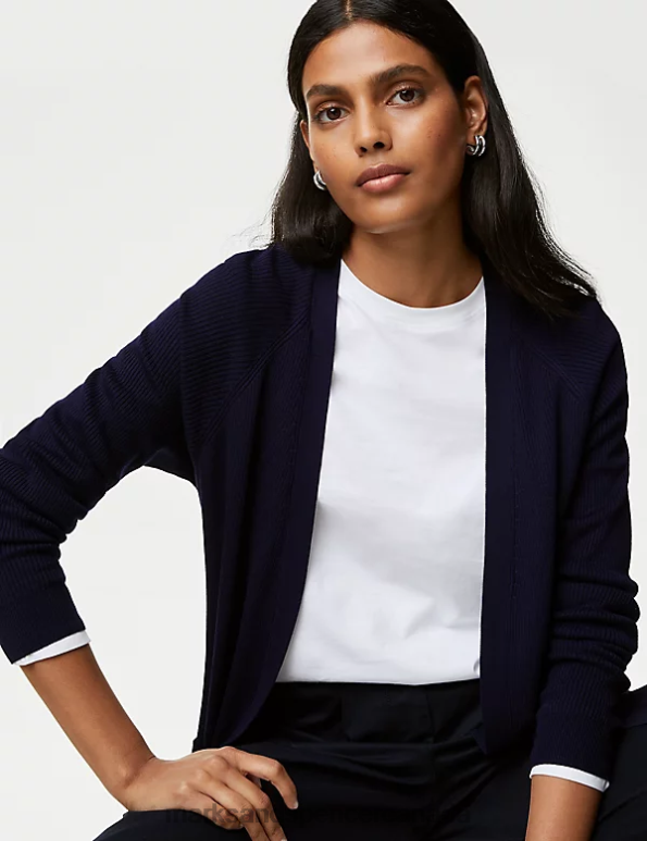 Marks and Spencer sale - Women Navy Clothing Marks & Spencer Ribbed Edge to Edge Longline Cardigan 20VTD542