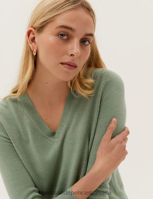 Women Onyx Clothing Marks & Spencer Supersoft V-Neck Jumper 20VTD3126 - Marks and Spencer online