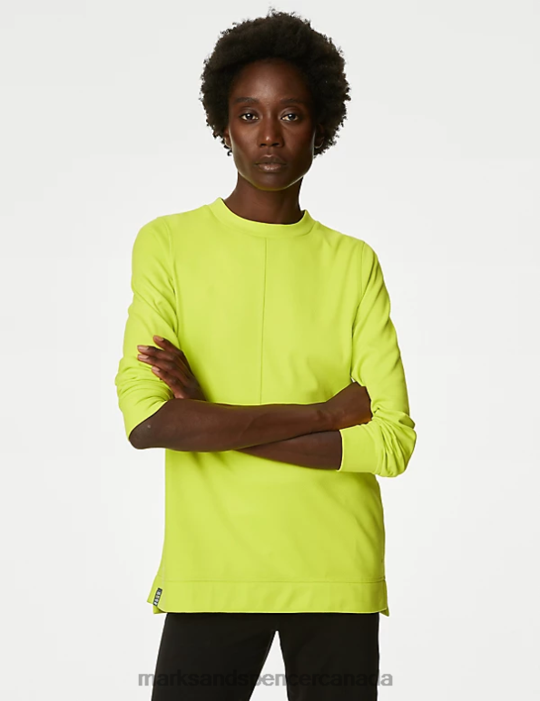 Women Limeade Clothing Marks & Spencer Crew Neck Relaxed Longline Sweatshirt 20VTD534 - Marks and Spencer Canada locations