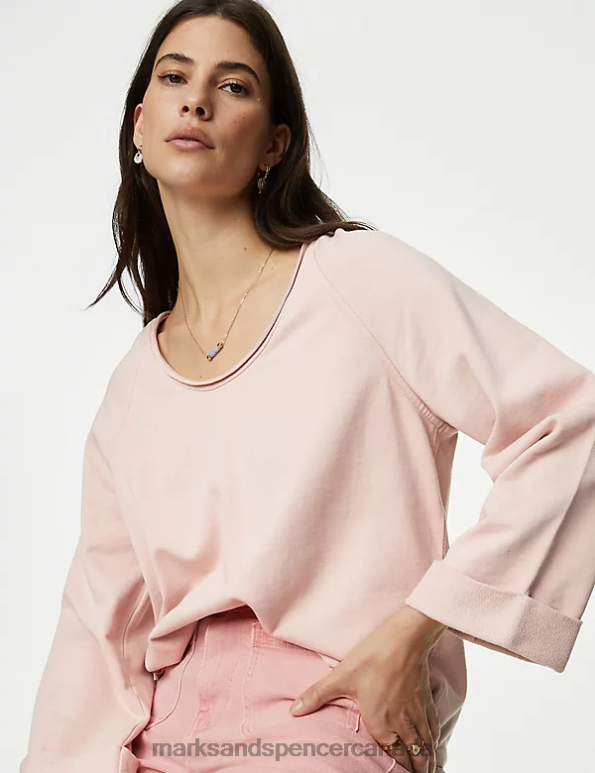 Marks and Spencer near me - Women Pink Shell Clothing Marks & Spencer Pure Cotton Sweatshirt 20VTD453