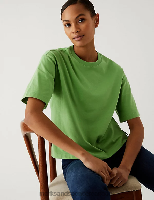 Women Emerald Clothing Marks & Spencer Pure Cotton T-Shirt 20VTD2456 - Marks and Spencer online