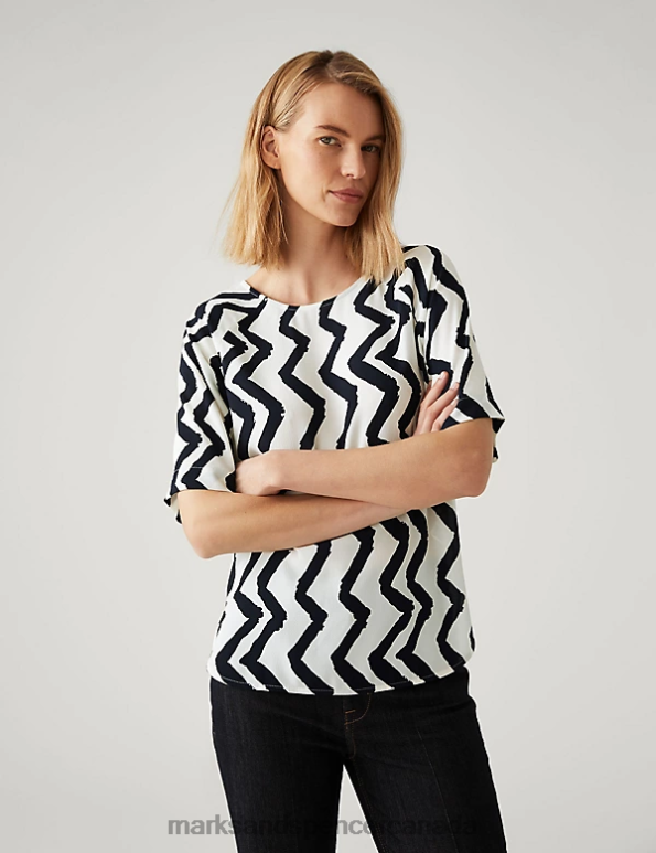 Marks and Spencer sale - Women Ivory Mix Clothing Marks & Spencer Printed Top 20VTD2166