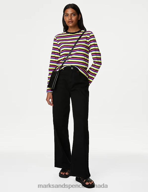 Marks and Spencer near me - Women Multi Clothing Marks & Spencer Pure Cotton Striped Everyday Fit Top 20VTD3209