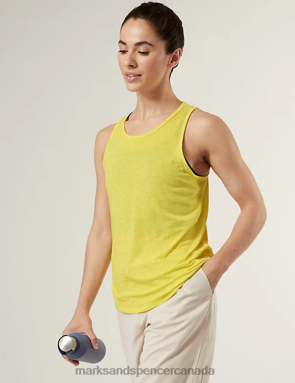 Marks and Spencer Canada - Women Acid Yellow Clothing Marks & Spencer Scoop Neck Vest Top with Merino Wool 20VTD1896