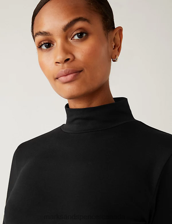 Women Black Clothing Marks & Spencer 2pk Cotton Rich Slim Fit Tops 20VTD2343 - Marks and Spencer online