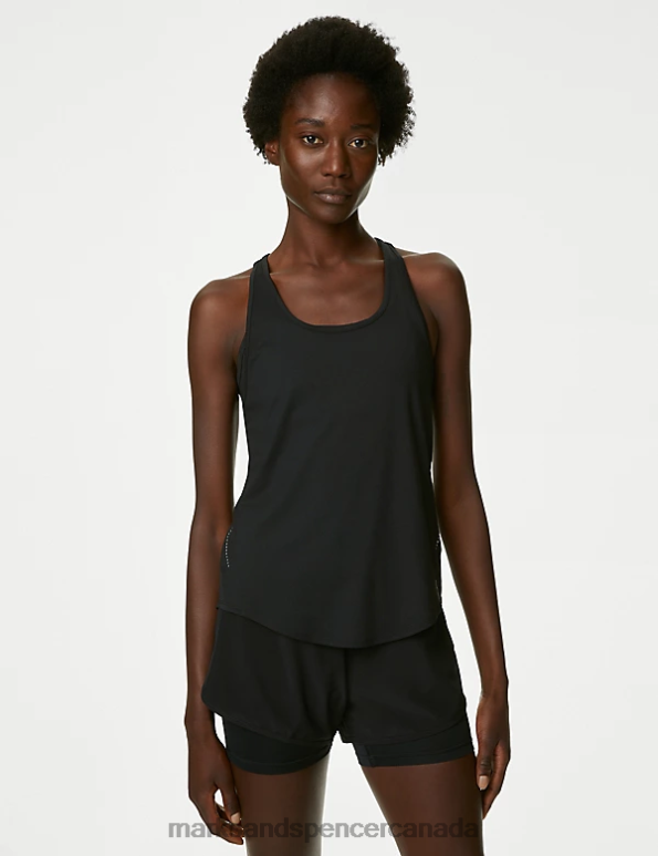 Marks and Spencer sale - Women Black Clothing Marks & Spencer Scoop Neck Racer Back Running Vest Top 20VTD2402