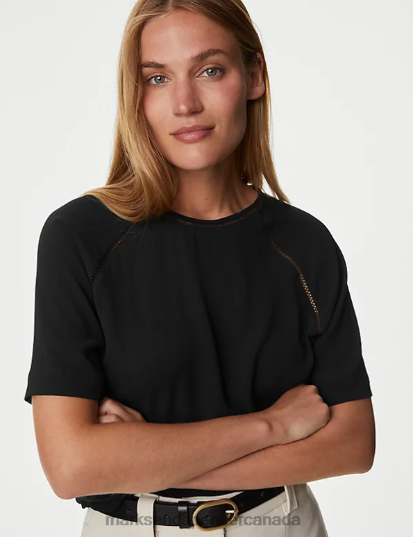 Marks and Spencer Canada - Women Black Clothing Marks & Spencer Short Sleeve Top 20VTD156