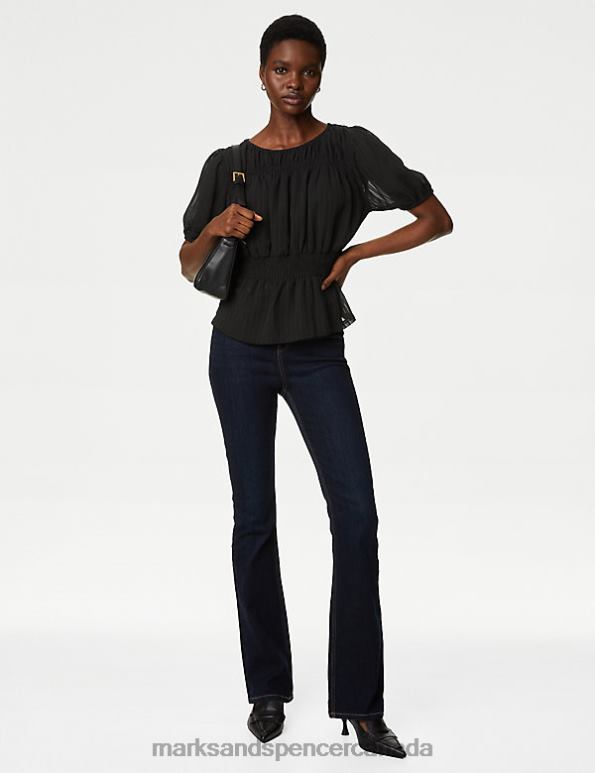 Marks and Spencer near me - Women Black Clothing Marks & Spencer Textured Shirred Top 20VTD2168