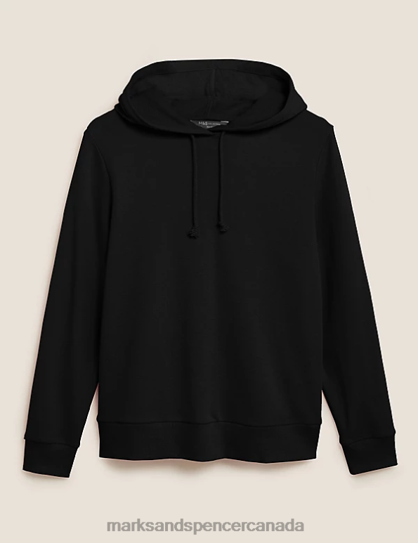 Women Black Clothing Marks & Spencer The Cotton Rich Hoodie 20VTD2644 - Marks and Spencer online