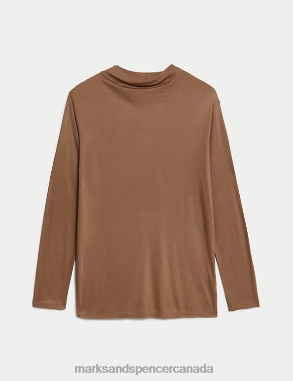 Marks and Spencer near me - Women Camel Clothing Marks & Spencer Jersey Draped Funnel Neck Top 20VTD1073