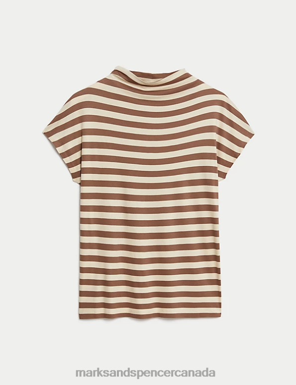 Marks and Spencer sale - Women Camel Clothing Marks & Spencer Jersey Striped Top 20VTD1075