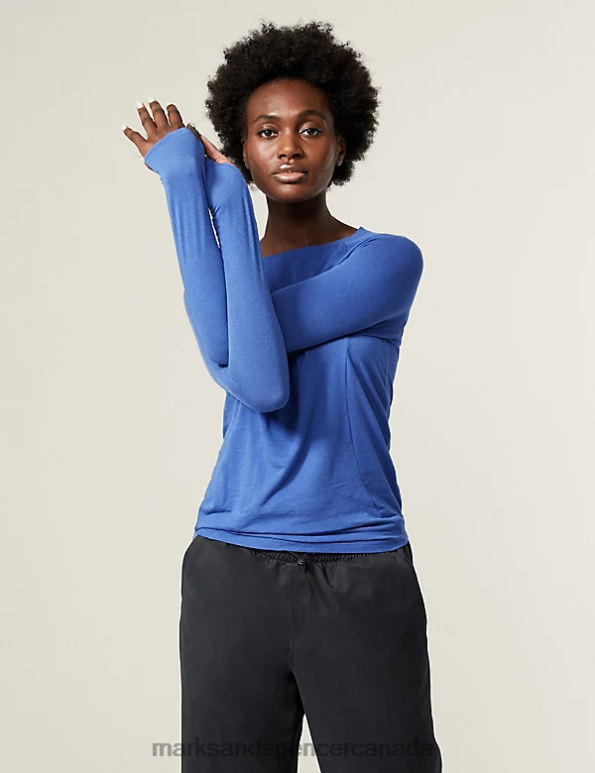 Women Cornflower Clothing Marks & Spencer Lightweight Base Layer Fitted Top 20VTD1056 - Marks and Spencer outlet