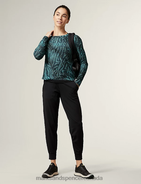 Women Dark Turquoise Clothing Marks & Spencer Scoop Neck 2-in-1 Long Sleeve Top 20VTD3220 - Marks and Spencer Canada locations