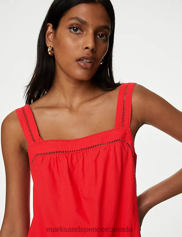 Marks and Spencer near me - Women Flame Clothing Marks & Spencer Pure Cotton Broderie Detail Cami Top 20VTD3499