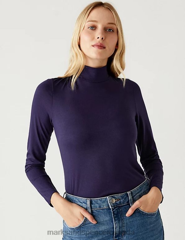 Marks and Spencer near me - Women Ink Clothing Marks & Spencer Jersey Roll Neck Relaxed Long Sleeve Top 20VTD3116