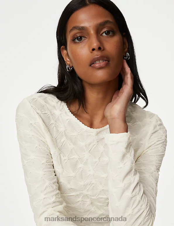 Women Ivory Clothing Marks & Spencer Jersey Textured Top 20VTD999 - Marks and Spencer outlet