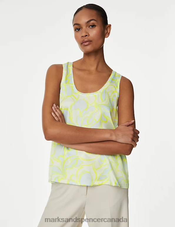 Marks and Spencer near me - Women Ivory Mix Clothing Marks & Spencer Printed Regular Fit Cami Top 20VTD1366