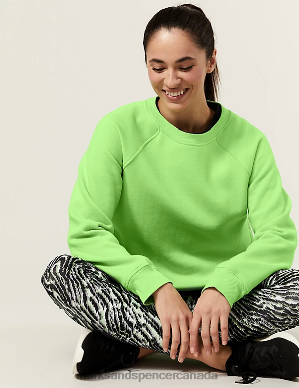 Women Lime Clothing Marks & Spencer Cotton Rich Crew Neck Sweatshirt 20VTD3101 - Marks and Spencer online