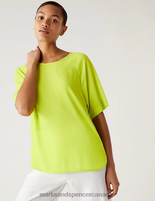 Marks and Spencer Canada - Women Lime Clothing Marks & Spencer Round Neck Top 20VTD3152