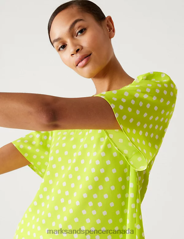 Women Lime Mix Clothing Marks & Spencer Printed Top 20VTD1715 - Marks and Spencer outlet