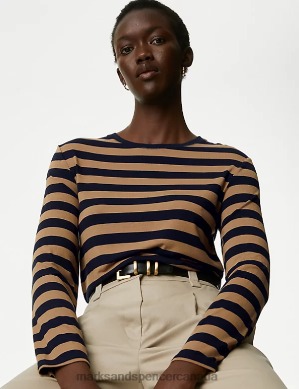 Marks and Spencer sale - Women Navy Mix Clothing Marks & Spencer Jersey Striped Top 20VTD1156