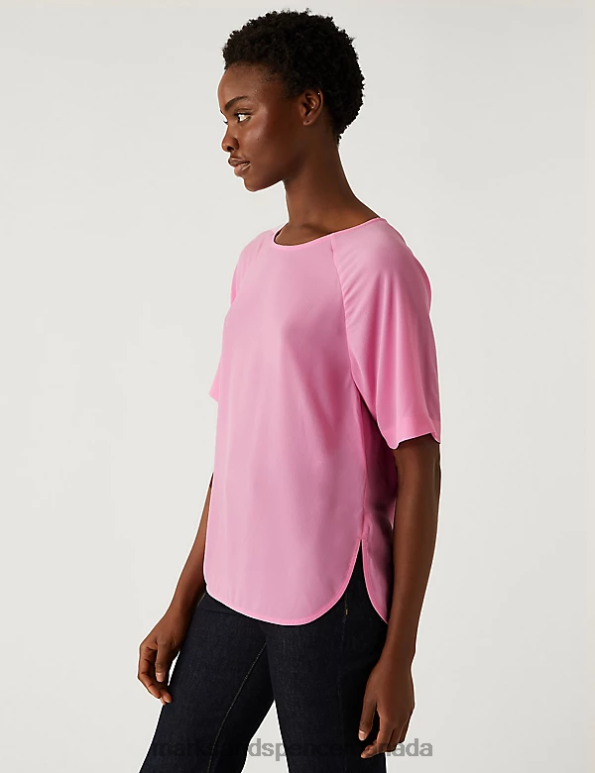 Marks and Spencer near me - Women Petal Pink Clothing Marks & Spencer Round Neck Top 20VTD3153