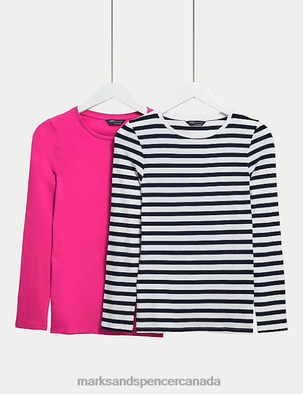 Marks and Spencer Canada - Women Pink Mix Clothing Marks & Spencer 2pk Cotton Rich Tops 20VTD84